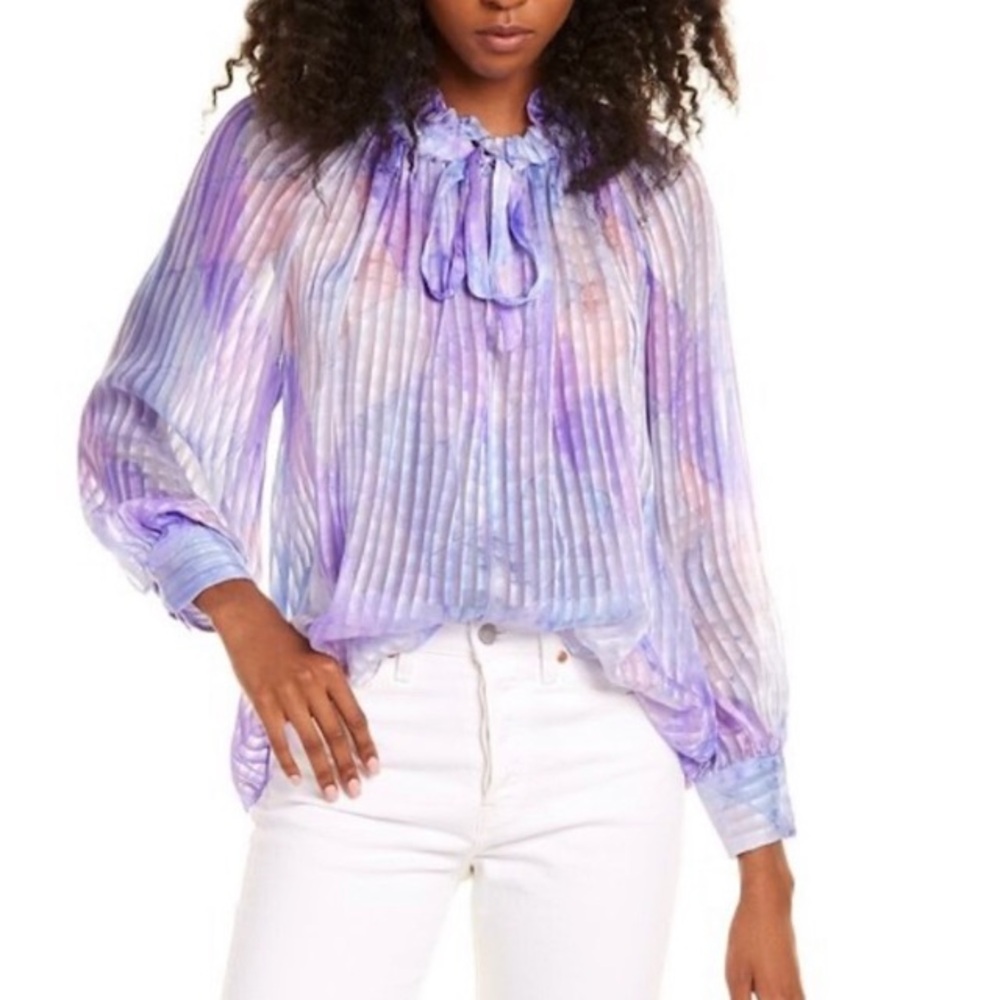 LoveShackFancy Willow Silk Top in Raindrop